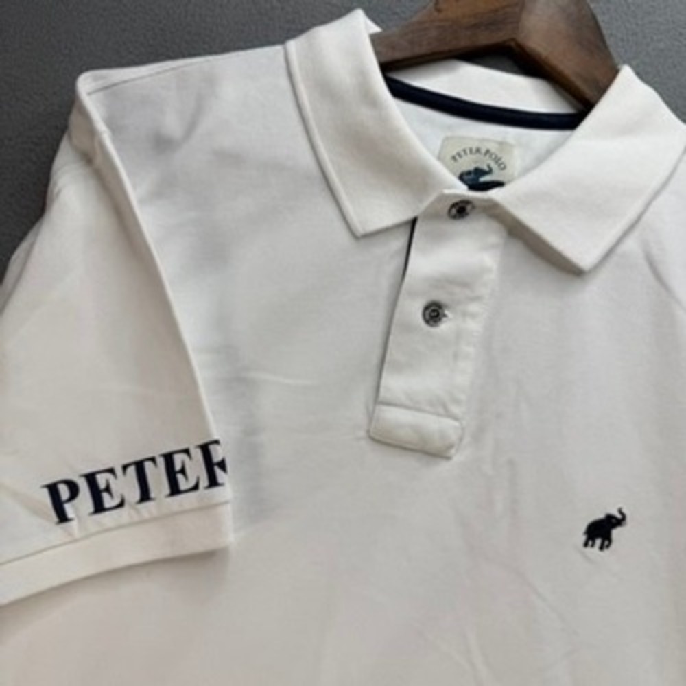 Peter Polo Shirt Men XXL White Saint Tropez Elephant Logo Pique Short Sleeve